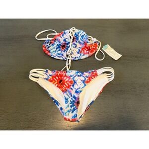 NEW colorful  strappy L SPACE   two piece swimsuit bikini size small